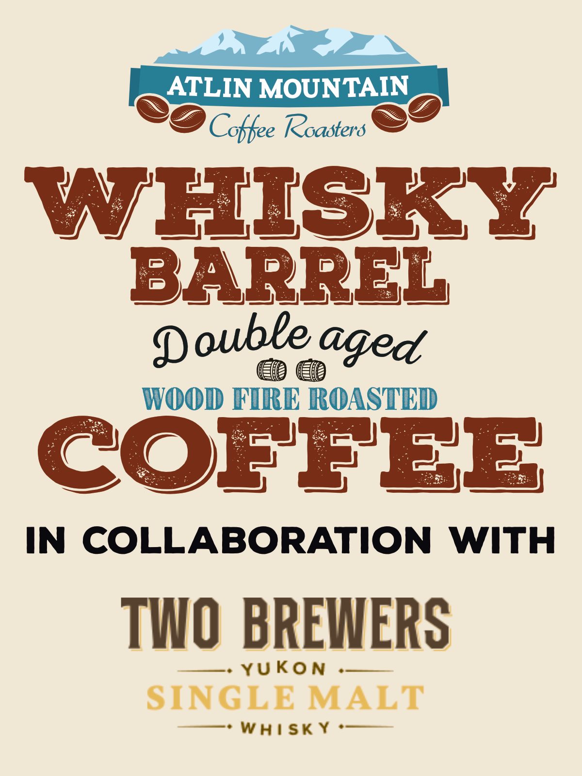 Whisky barrel aged coffee beans- NEW double aged recipe. Certified organic.