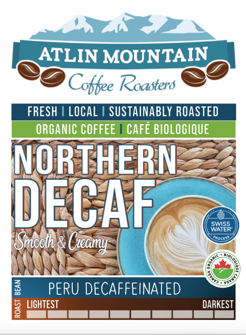 Northern Nights. Organic, Swiss water Decaffeinated - Medium roast - Creamy, smooth , chocolate, earthy